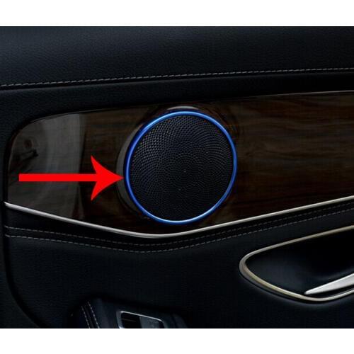 For Benz GLC Class X205 2015-2017 Aluminium Alloy Inside Interior Door Speaker Around Cover Trim Blue