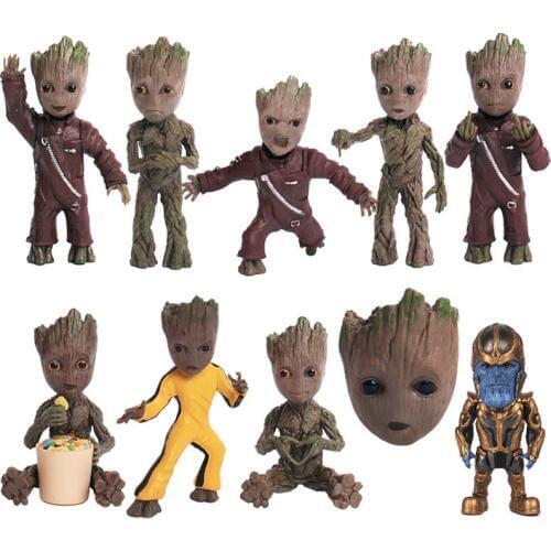 New Baby Tree Man Grootted Action Figure Doll Toys Mini Guardians of the Galaxy Treeman Baby Figure Car Keychain Model Statue