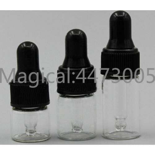 50/100/200pcs/lot 1ml 2ml 3ml Perfume Essential Oil Bottles clear Glass Dropper Bottle Jars Vials With Pipette For Cosmetic