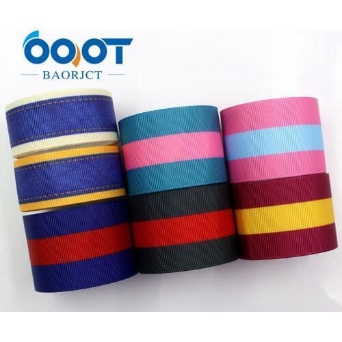 OOOT BAORJCT G-181013-1388,25/38mm 10yards Color stripe Thermal transfer Printed grosgrain Ribbons,gift packaging DIY material