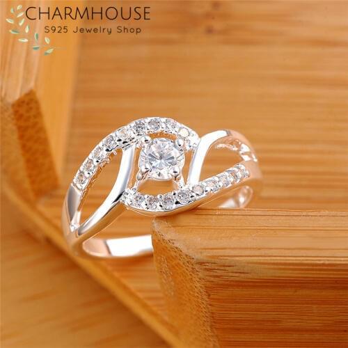 Charmhouse 925 Silver Rings For Women Zirconia Finger Ring Wedding Band Anillo Engagement Bridal Jewelry Bague Femme Bijoux