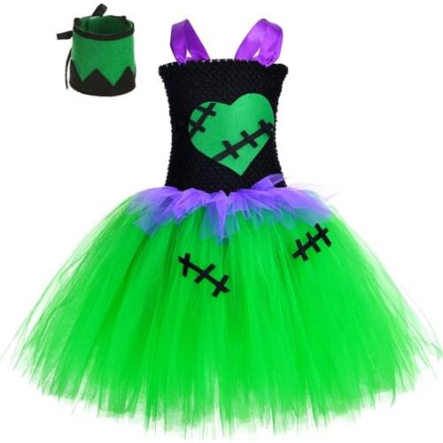 Zombie Vampire Halloween Costumes for Girls Kids Monster Cosplay Tutu Dress Carnival Party Tulle Outfit Children Clothes 1-14Y