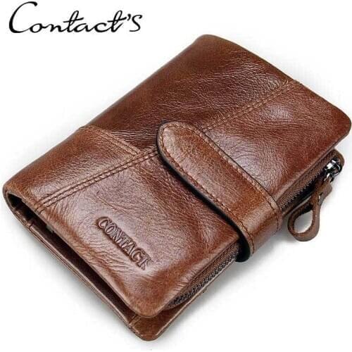 Leather Wallet for Men First Layer Cowhide RFID Anti-theft Brush Mens Wallet Leather Coin Purse Card Holder