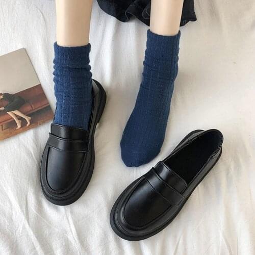 Lisapie Japanese School Girls Jk Uniform Shoes Lolita Accessories College PU Leather Platform British style High Quality Shoe