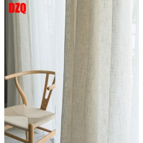 Modern Japanese style linen curtain Thicken gauze curtain contracted bedroom wave window balcony gauze shading window screen