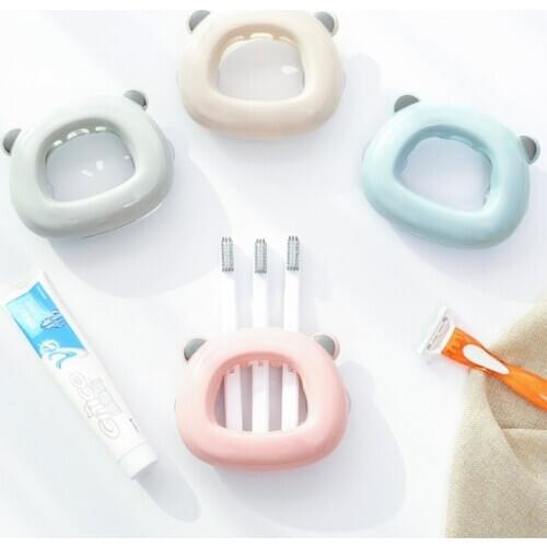 Cute Bear Tooth Brush Holder 3 Position Tooth Brush Holder Bathroom Set Cartoon Sucker Toothbrush Holder For Home Decor