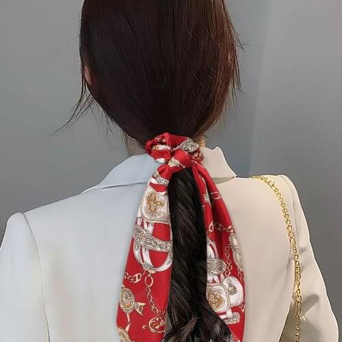 Fashion sweet floral streamer head rope popular ponytail rubber band bow hair rope womens daily casual headdress SY39