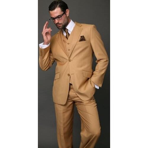 Khaki 3 Pieces Formal Men Suit Latest Coat Pant Design Bridesgroom Best Men Terno Masculino Slim Fit Bespoke Blazer Men Suit