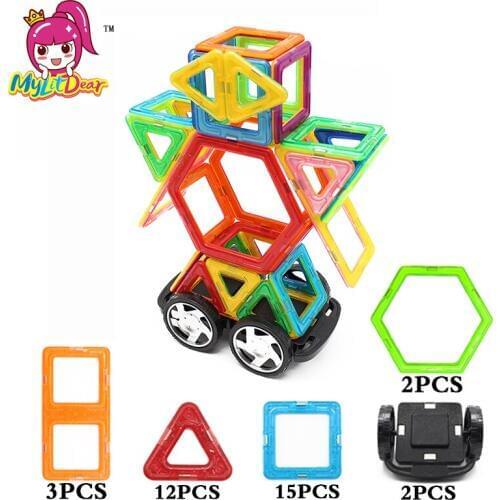 MylitDear 34Pcs/Lot Magnetic Designer Building Blocks Models 3D DIY Plastic Creative Bricks Learning Educational Toys For Kids