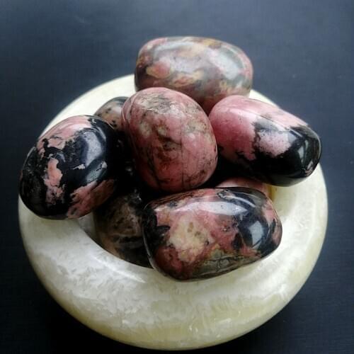 Natural Rhodonite Stone Pink Black Gemstone crystal Tumbled Healing Chakra
