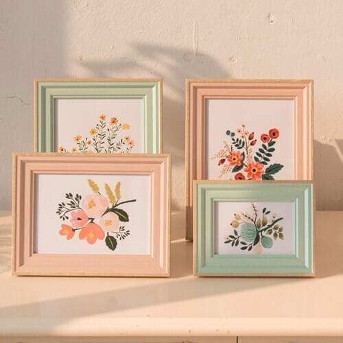Nordic Simple Picture Frame Fresh Set Up Photo Frame 5/6/7/8/10 Inch Resin Photo Frame Cherry Blossom Pink Wall Decor Wild Frame