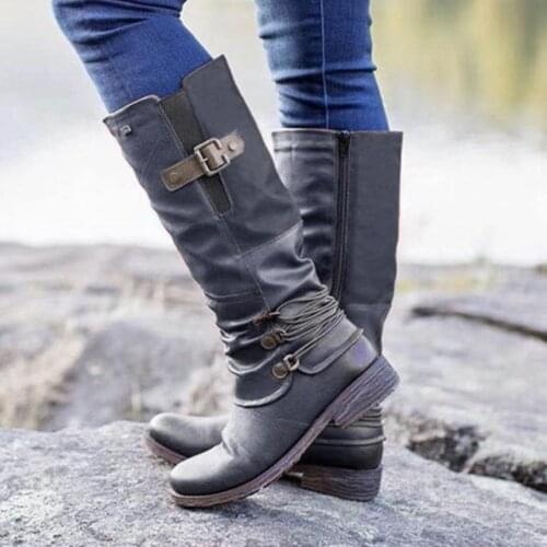 2021 New Women Knight Boots Winter And Autumn Belt Buckle Platform Long Boots Fashion Trend Classic Female Boots Shoes Botas