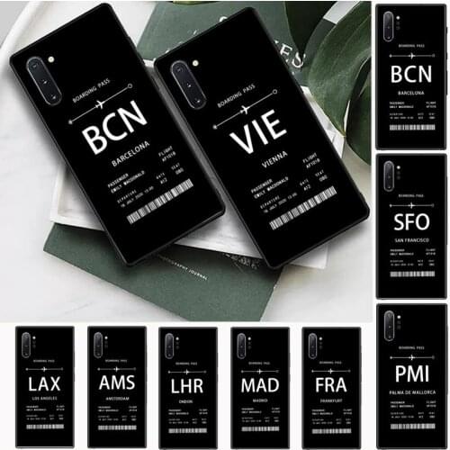 Personalised Plane Ticket Phone Case For Samsung Galaxy S8 S9 S10 Plus S10E Note 3 4 5 6 7 8 9 10 Pro Lite cover