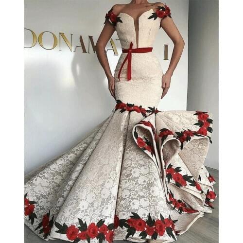 Ivory prom dresses 2021 sweetheart neckline lace appliques embroidery mermaid evening dresses gowns