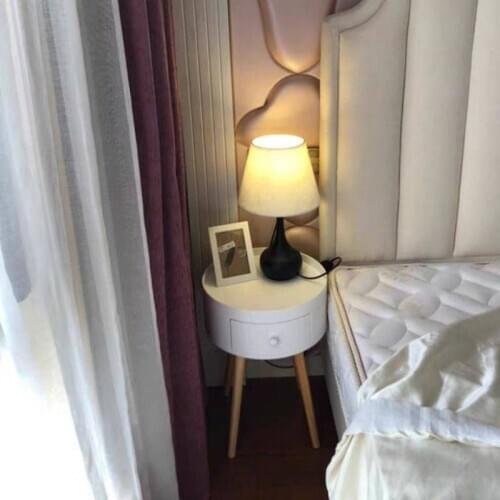 Bedside Cabinet Round Furniture Simple Modern Assembly Bedroom Nordic Style Children‘s Pink Sofa Side Table Small Circle Tables