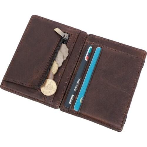 RFID Genuine Leather Men Card Holder Magic Wallet Slim Man Credit Card Purse Coin Pocket Male Wallets
