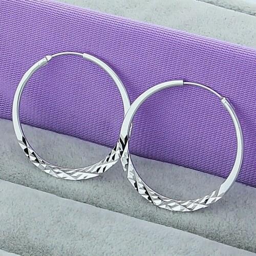 High Quality 925 Sterling Silver Big Hoop Earrings 5.0cm Circle Earrings Fashion Jewelry Wholesale Factory Direct Sales