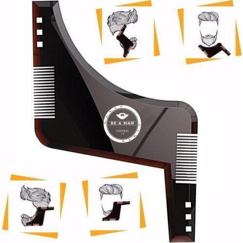 Fashion Beard Styling Template Comb New Barber Tool Mustache Symmetry Trimming Styling Stencil 3 Colors Optional