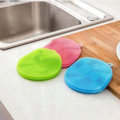 Silicone Sponge Dish Washing Kitchen Scrubber Food-Grade Dishes Multipurpose Sponges Non Stick Cleaning Kitchen Brush
