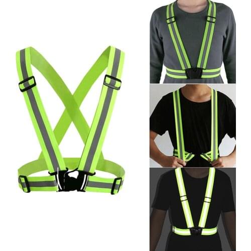 Reflective Vest Adjustable Breathable Running Walking Biking Cycling Warning Safety Polyester Unisex Reflective Vest Sanitation