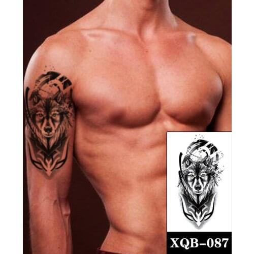 Temporary Tattoo Stickers Green Eyes Wolf Totem Fragments Design Fake Tattoos Waterproof Tatoos Arm Legs Large Size Women Men