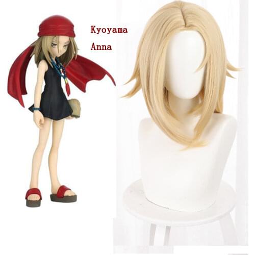 Japanese Kyoyama Anna Cosplay Wig Anime SHAMAN KING Yoh Asakura Mixed yellow Synthetic Hair Heat Resistant Halloween Role Play