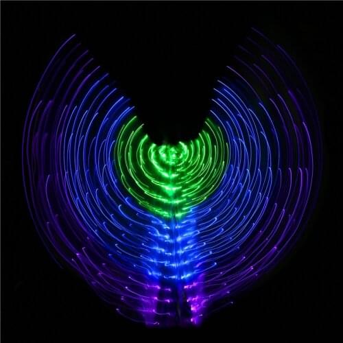 Women LED Light Isis Wings Belly Dance Costumes 360 Egyptian Sticks Performance