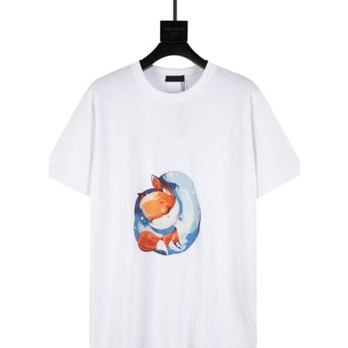 Plumn Womens Tops Black and White Little Fox Logo Short Sleeve Womens T-shirt Tops & Tees