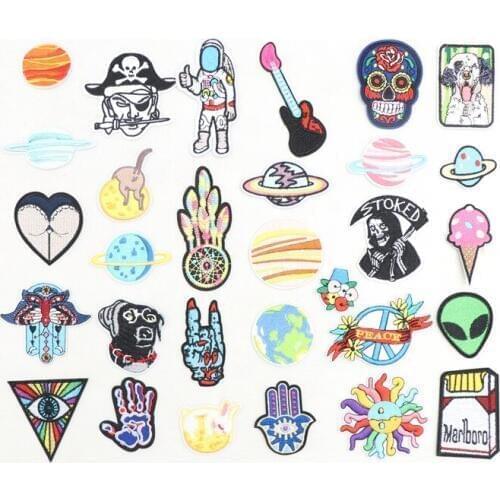 1pcs DIY Space Universe Patch for Clothing Iron on Embroidered Sew Applique Cute Patch Fabric Badge Garment Apparel Accessories