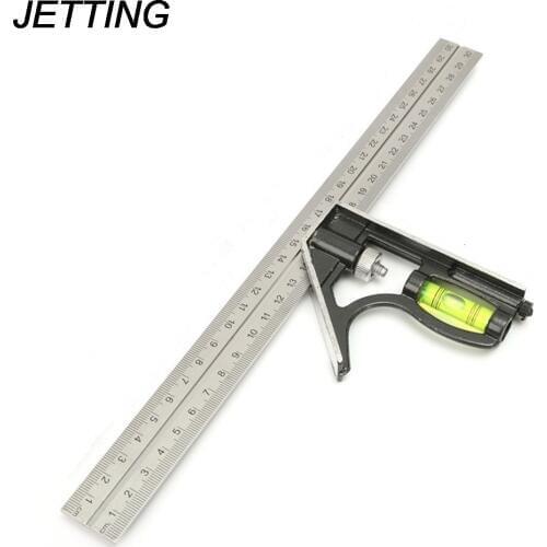 1 Pcs Stainless Steel Precise Measuring Tools Aluminium Combination Square DIY Workshop Hardware Angle Spirit Level 12" (300mm)