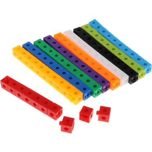 100pcs 10 Colors Education Present Gifts for Children Learning Resources Math Link Cubes Blocks Learning Toys Prop - 2x2x2cm