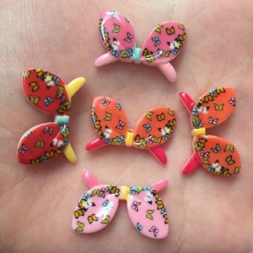20 Pcs Mix Resin Mini Colourful Butterfly Bow Flatback Cabochon Figurine Stone DIY Scrapbook Christmas Home Craft OF468