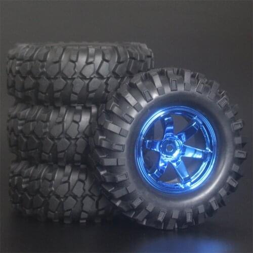 4x 1.9Inch 96mm Rubber Tires Plating Wheel Rims For D90 D110 SCX10 CC01 RC Rock Crawler Truck Climbing Off-Road Car