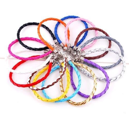 6pcs New Mixed Colors PU Leather Bracelet DIY Handmade Leather Rope Bracelet