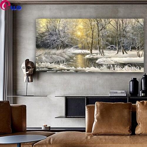 Diamond Painting 5D DIY Winter Snow Landscape Full Square Diamond Embroidery Picture Of Rhinestone Forest Needlework Wall Decor