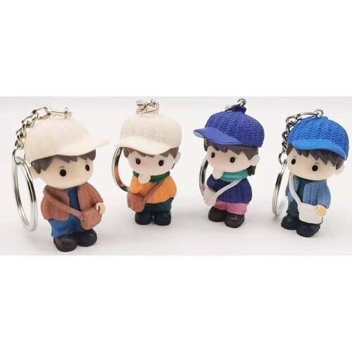 Anime cartoon backpack kid keychain student gift cap boy key ring pendant