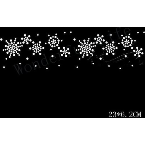 Free shipping various snow flower white strips dot for clothing Hotfix Rhiestone Transfer Design Iron on for clothing use