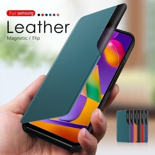 Original Case For Samsung m31s m31s m21 m11 m30S Mirror Smart View Flip Cover PU Leather Case Window Case samsun fundas etui