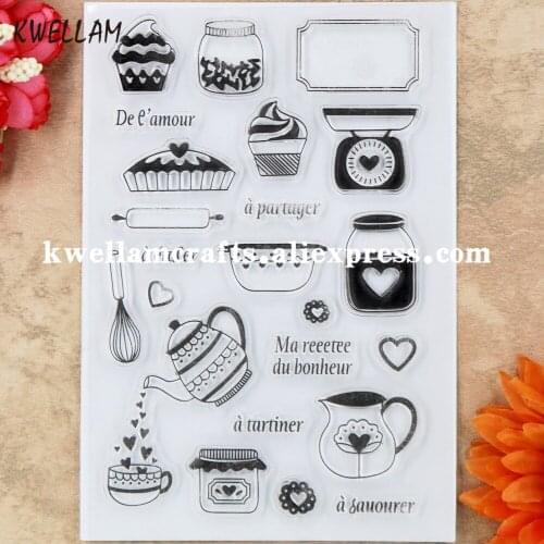 French De e'amour Heart Cake Teapot Egg beater Scrapbook photo cards rubber stamp clear stamp transparent stamp 9052222