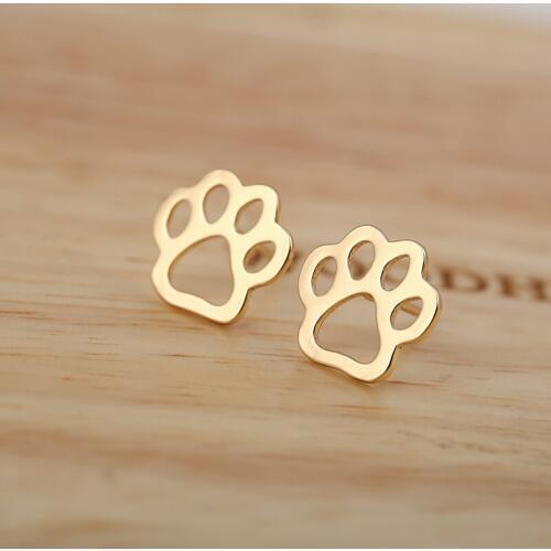 Jisensp Trendy Cat Dog Paw Earrings for Women Party Jewelry Vintage Hollow Stud Earrings Animal Jewelry Pet Lovers Gift Bijoux