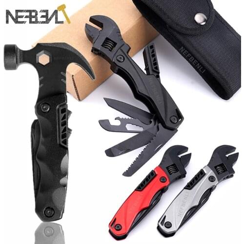 Multi Outdoor Camping Combination Adjustable Wrench Hammer Car Multi-function Lifesaving Hammer Mini Pockets Tools
