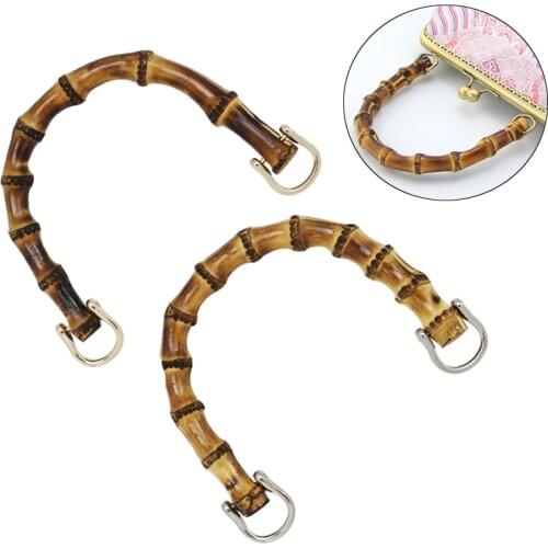 1PC DIY Natural High-Grade Bags Handles Lady Purse U Shape Bamboo Imitation Handcrafted Handbag with Link Buckle Handle Purse