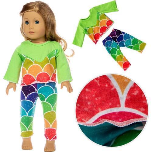 2019 New Rainbow suit Fit for American Girl Doll Clothes 18-inch Doll , Christmas Girl Gift(only sell clothes)