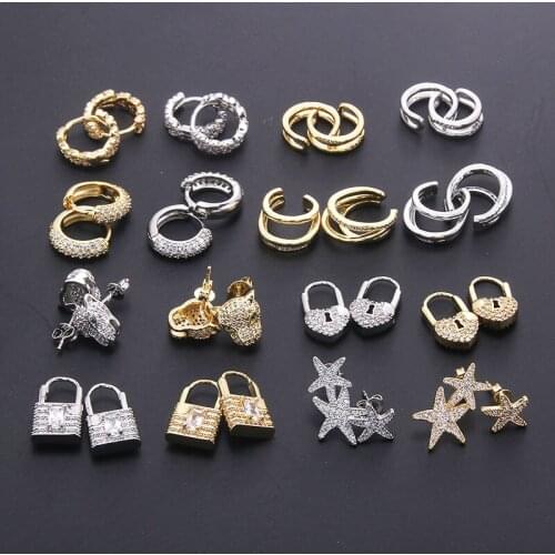 New Fashion Charm Creative Stud Earrings Gold Hoop Heart Key Earrings Womens Ear Clips Copper Meta Jewelry Surprise Gift