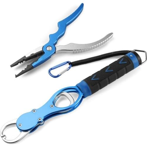 1 SET Fish Lip Stainless Steel Control Scissor Snip Fishing Grip Set Nipper Pincer Accessory Tool Clip Clamp Cutter Plier