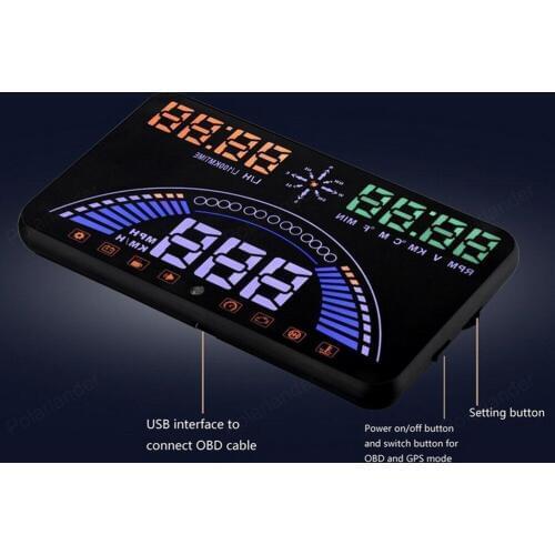 OBD2+GPS System Car Head up display S7 Smart 5.8" HD Windshield Projector Digital Voltage Ometer Overspeed alarm HUD display