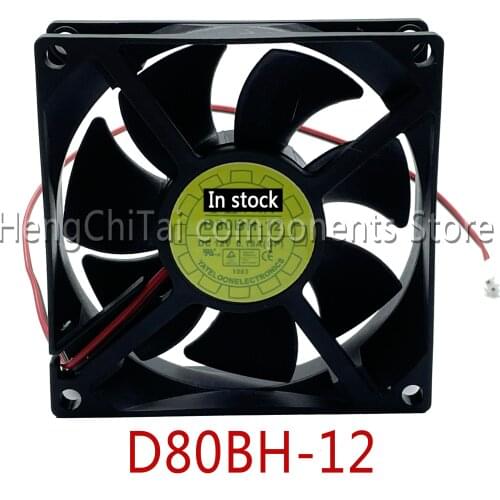 Original 100% working For YATE LOON D80BH-12 DC 12V 0.18A 2-wire 80x80x25mm Server Cooling Fan