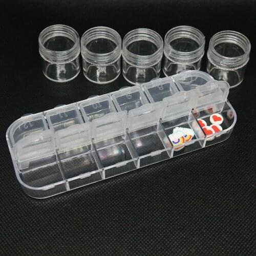 Plastic Transparent Empty Storage Box Clay Sequins Nail Art Rhinestones Jewelry Glitter Beads Container Organizer Holder