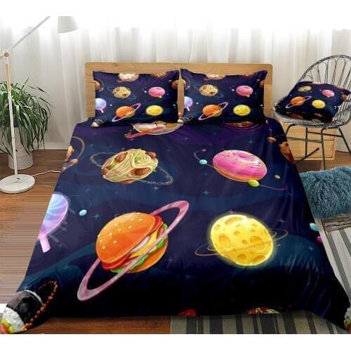 Gourmet planet Duvet Cover Set Bed Linen Cute Style Bedding Set for children boys Bedspread Home Textile Microfiber Beds Set