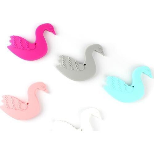 1pcs 80mm Silicone Swan Baby Teethers rodent beads DIY chew Necklace Pacifier Chain Pendant Food Grade Silicone BPA Free